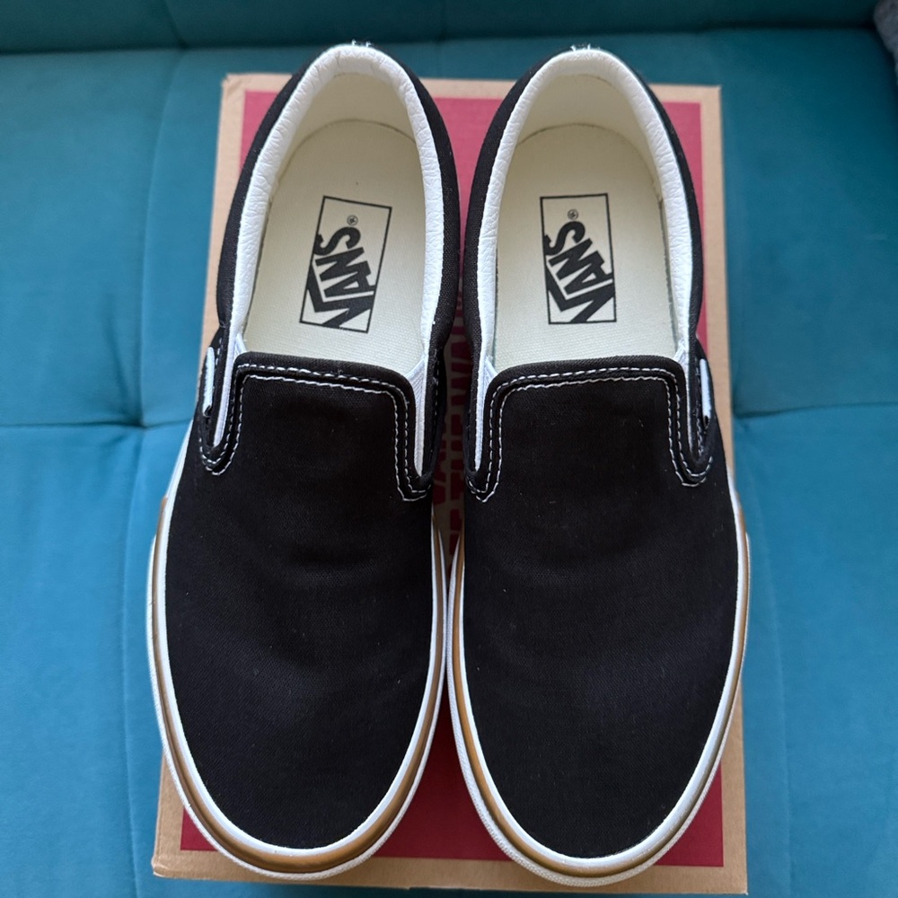 Vans Black and White Classic Slip-On Shoes